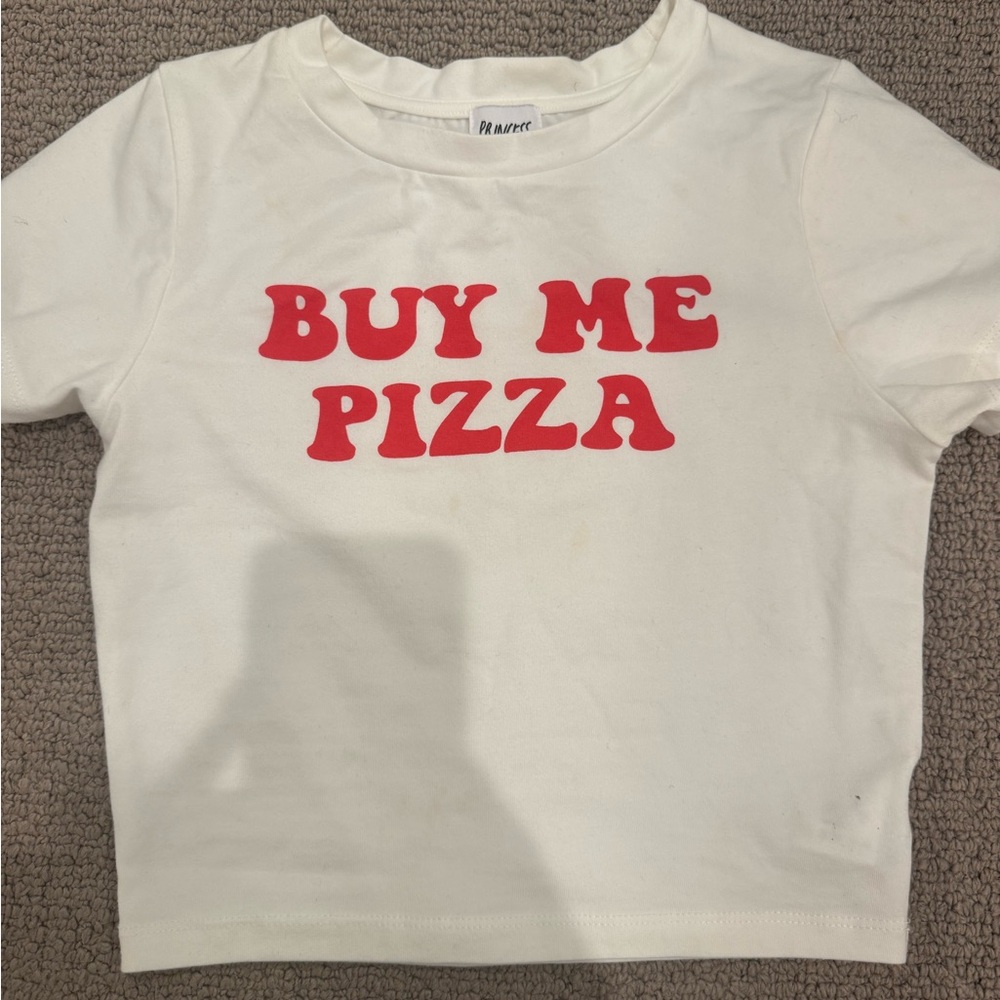 Princess Polly White and Red Crop Top with Bold Print